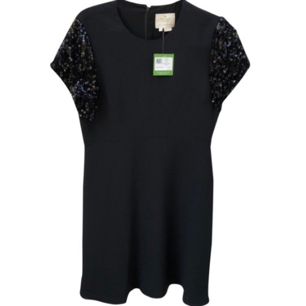 Kate Spade Black Dress with Black Sequin Sleeves